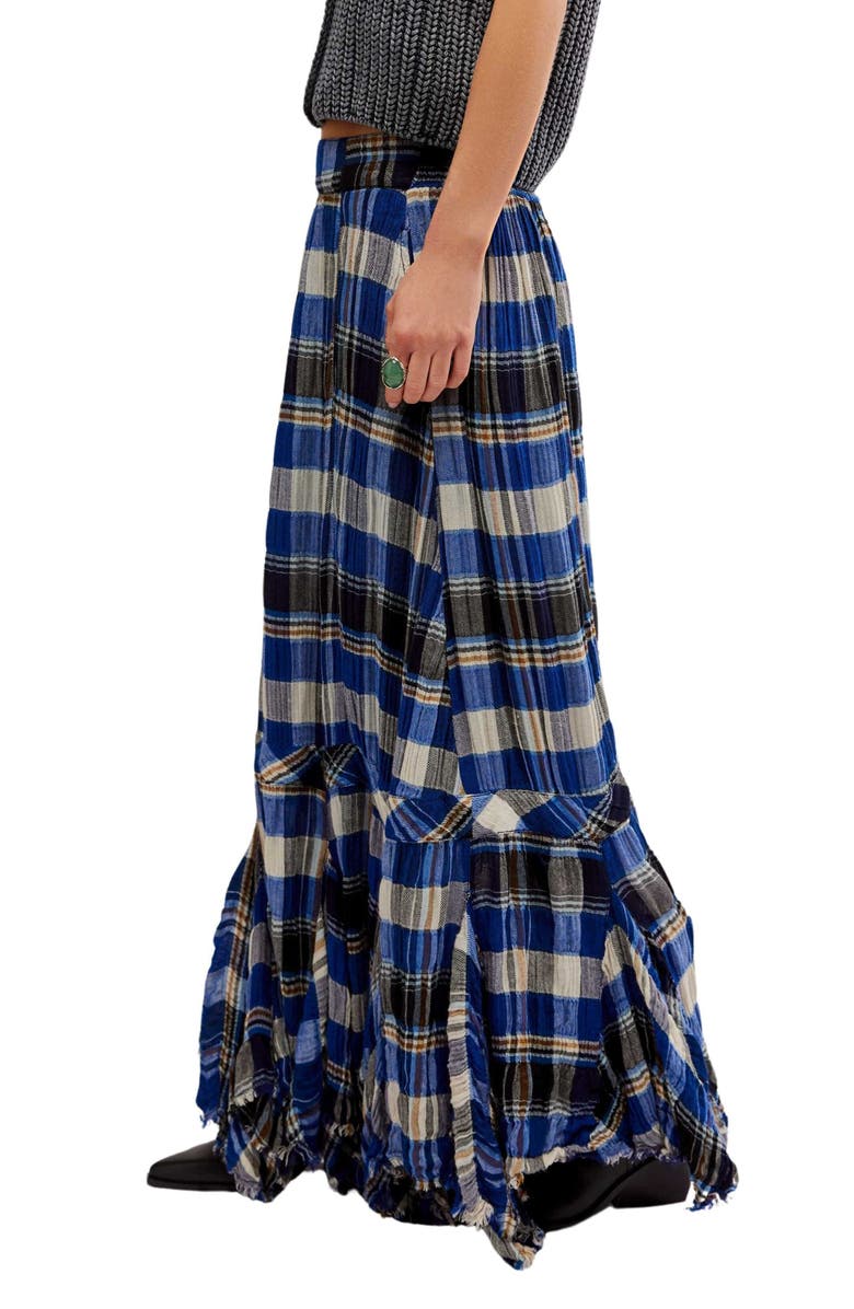 Free People Bordeaux Plaid Maxi Skirt, Alternate, color, 