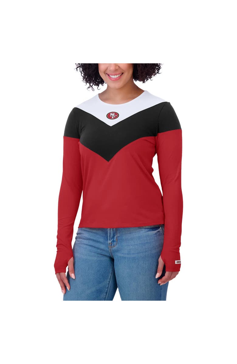 WEAR by Erin Andrews Women's WEAR by Erin Andrews Scarlet/Black San Francisco 49ers Plus Size Chevron Tri-Blend Long Sleeve T-Shirt, Alternate, color, Scarlet