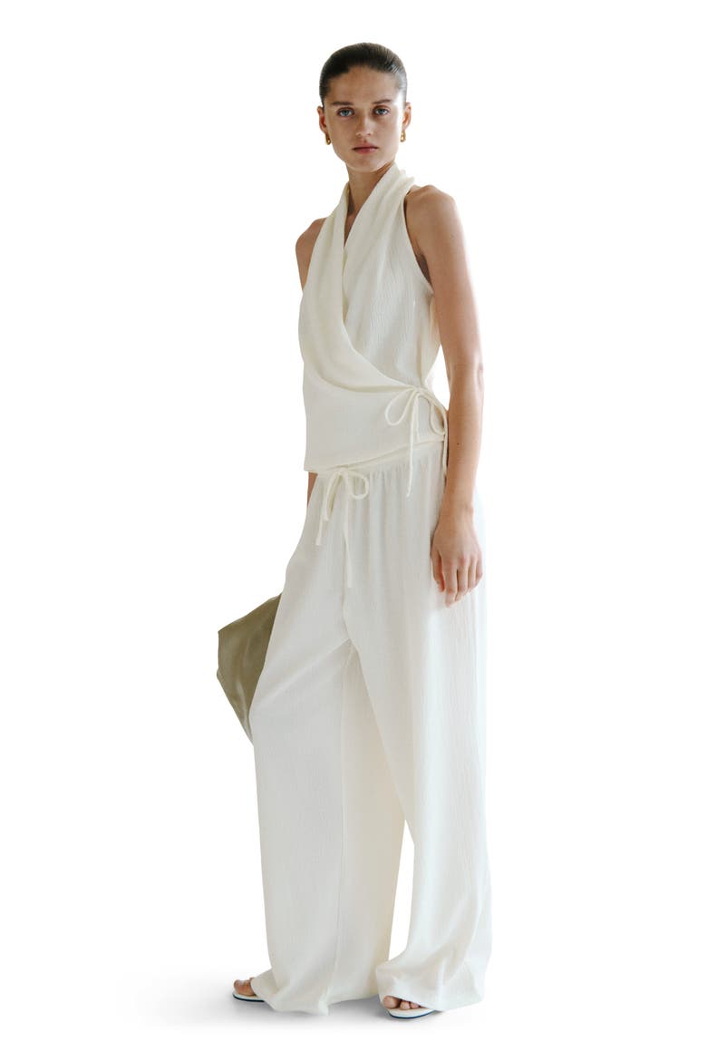 Textured Drawstring Trousers, Main, color, Cream