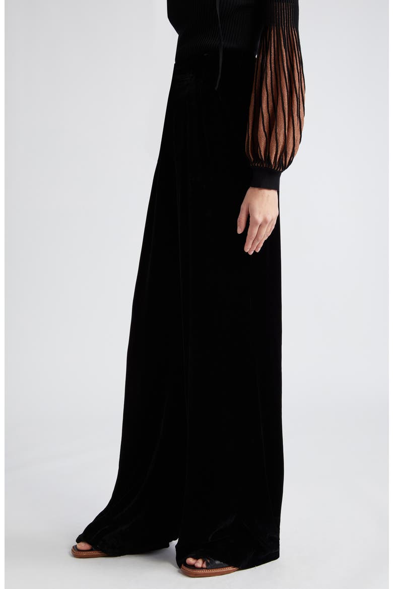 Veronica Wide Leg Velvet Pants, Alternate, color, NOIR