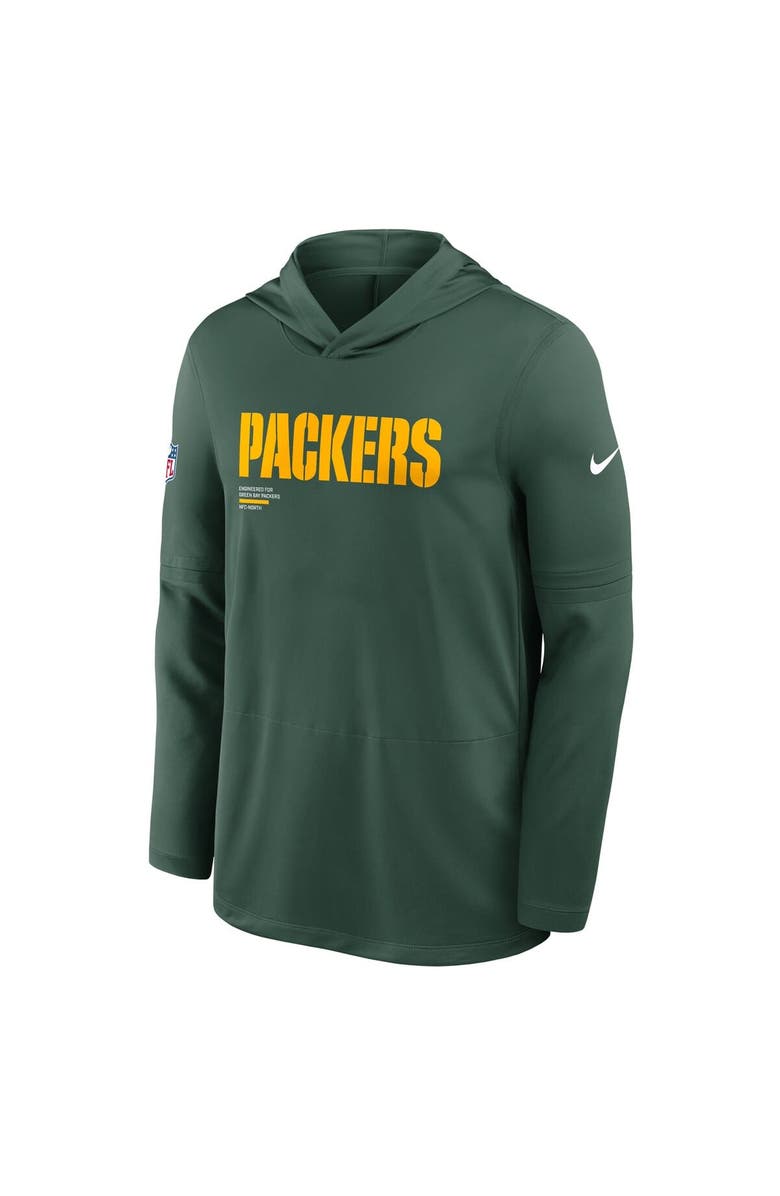 Nike Men's Nike Green Green Bay Packers Sideline Pure Fury Performance Long Sleeve Hoodie T-Shirt, Alternate, color, Green