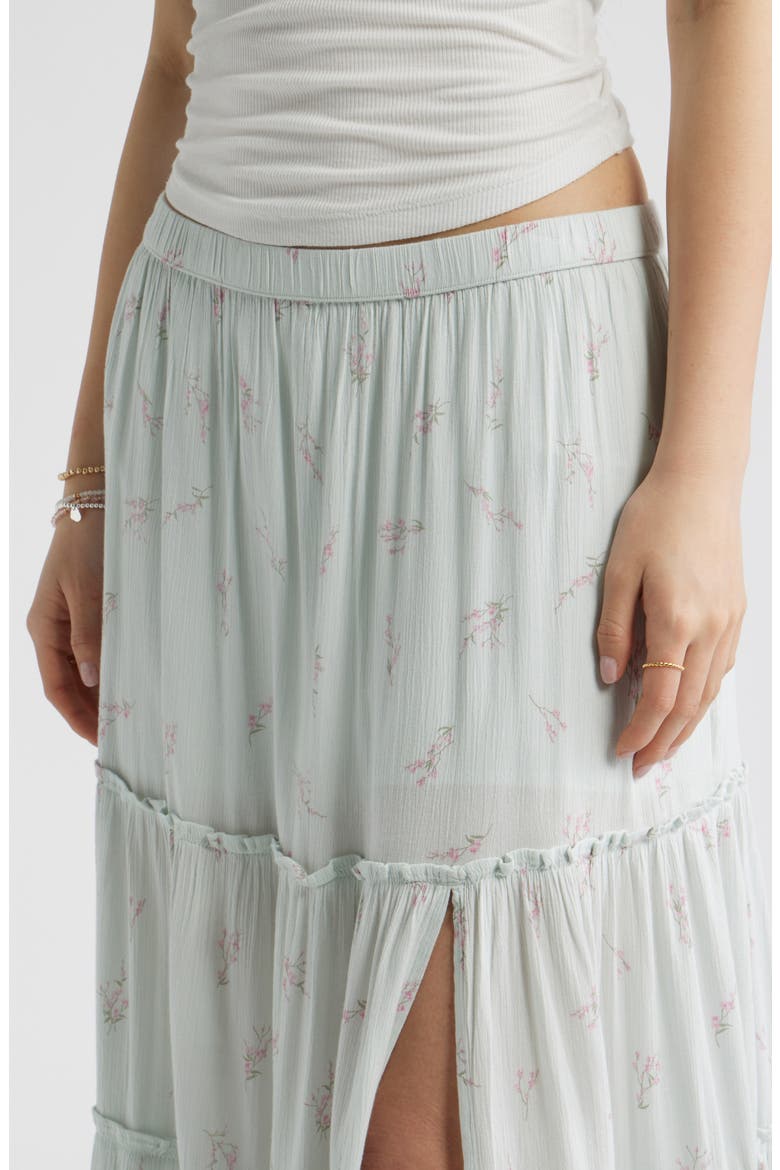 Tiered Maxi Skirt, Alternate, color, GREEN CHERIE BLOSSOM