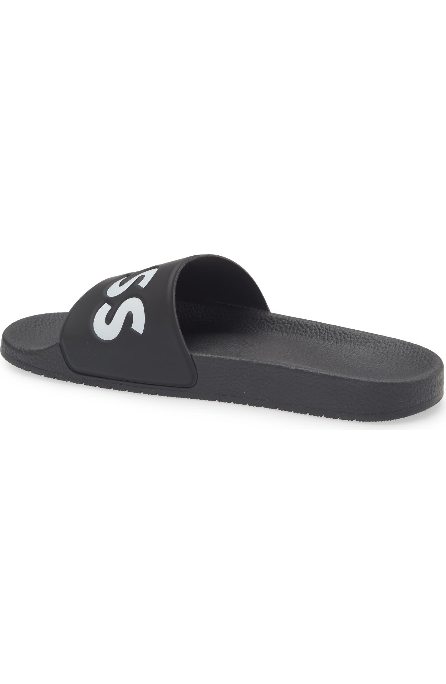 Boss Aryeh Slid In Black For Men | Hugo Boss All Black Pool Slide Boss Aryeh Slid In Black For Men | Hugo Boss All Black Pool Slide