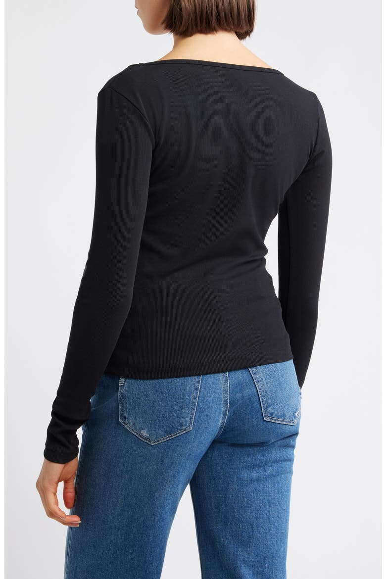 Square Neck Long Sleeve T-Shirt, Alternate, color, BLACK