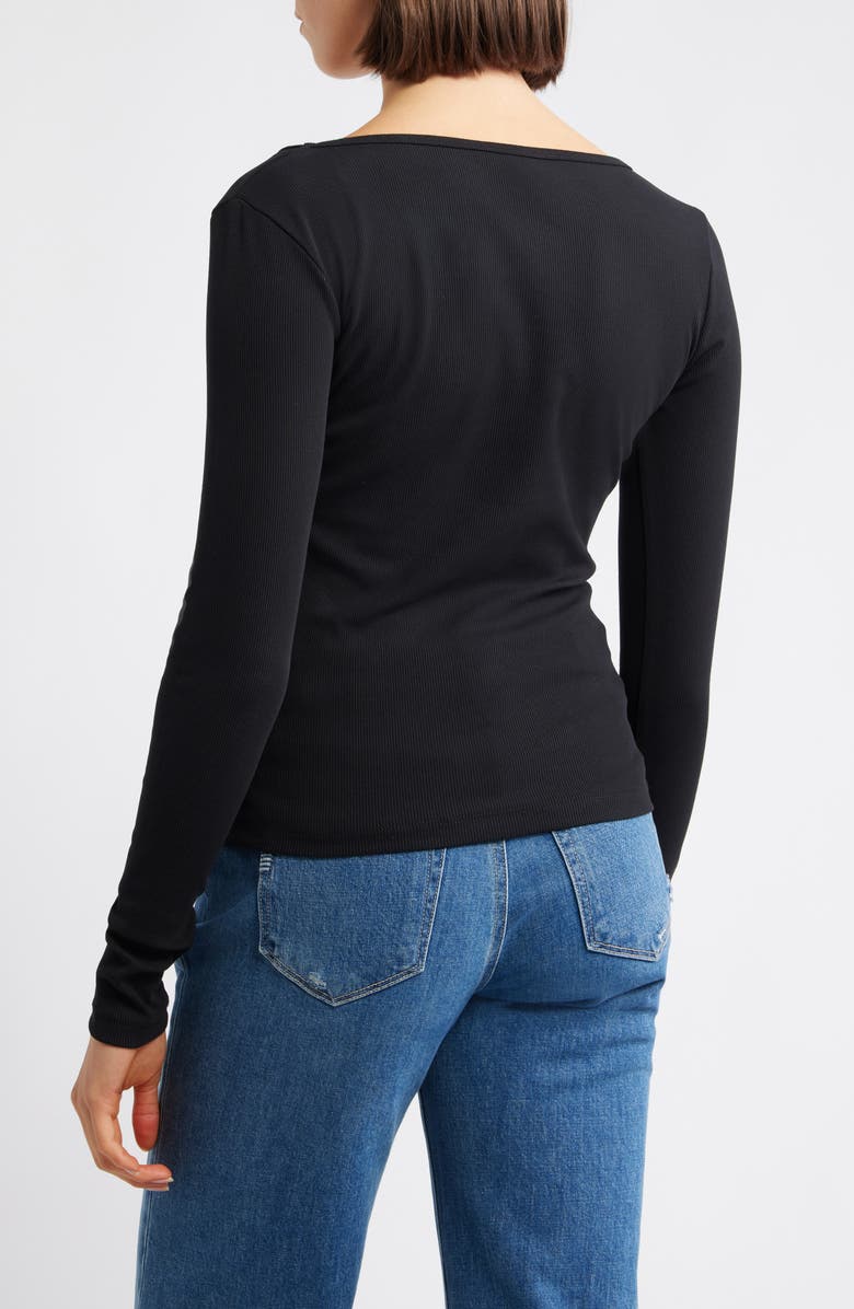 Mavi Jeans Square Neck Long Sleeve T-Shirt, Alternate, color, Black