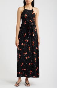 Loveappella Floral Print Apron Maxi Dress