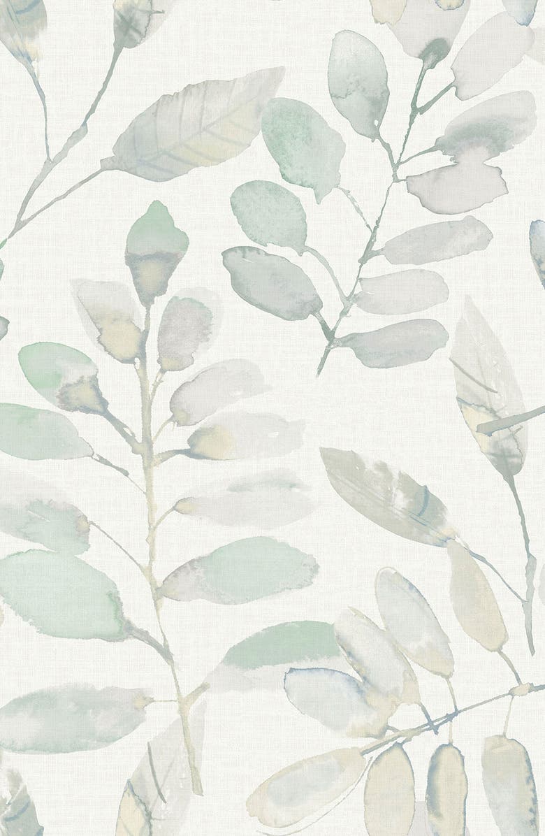 Wallpops Fable Leaf Peel & Stick Wallpaper, Main, color, White