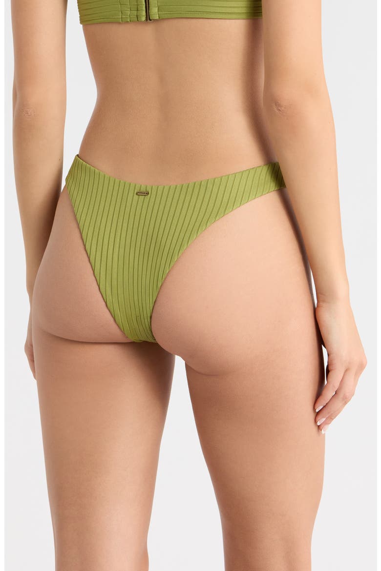 Premium Surf High Leg Rib Bikini Bottoms, Alternate, color, GREEN OLIVE
