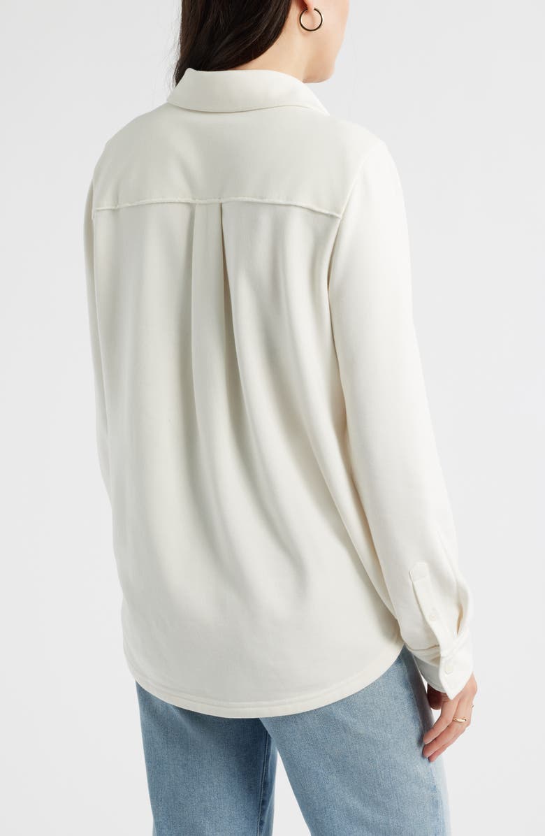 Caslon<sup>®</sup> French Terry Button-Up Shirt, Alternate, color, Ivory Pristine