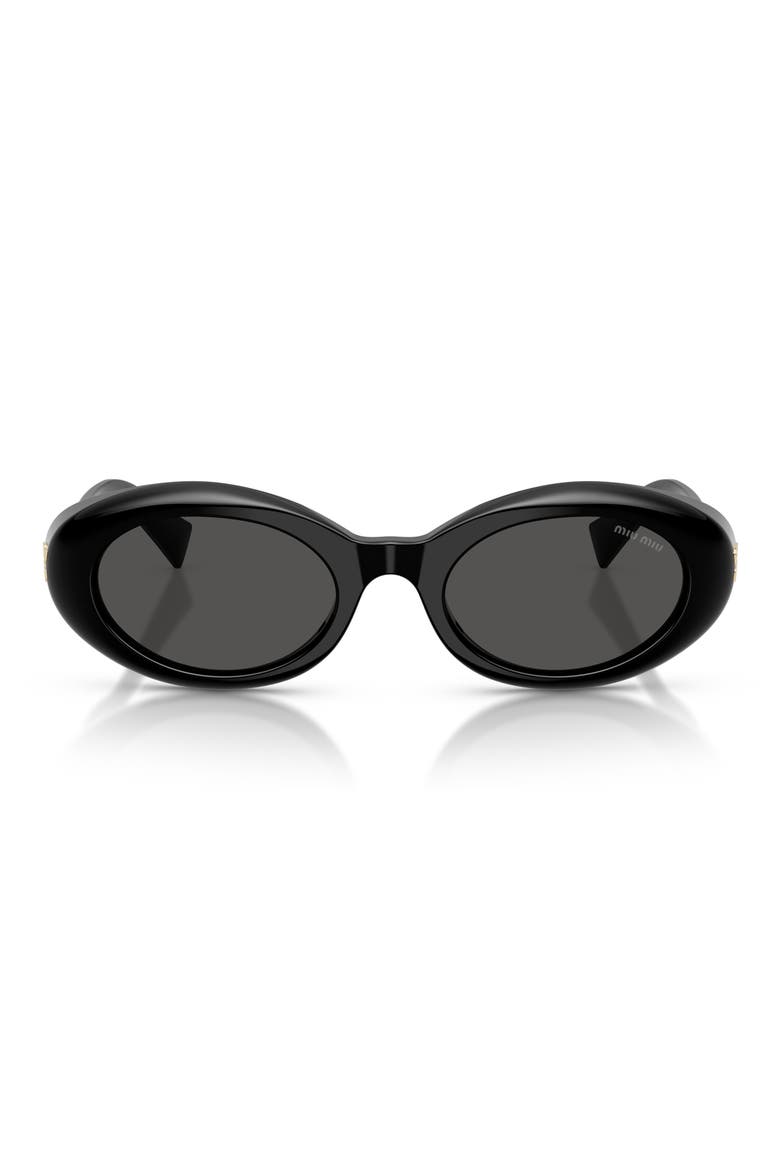 52mm Oval Sunglasses, Main, color, BLACK / DARK GREY