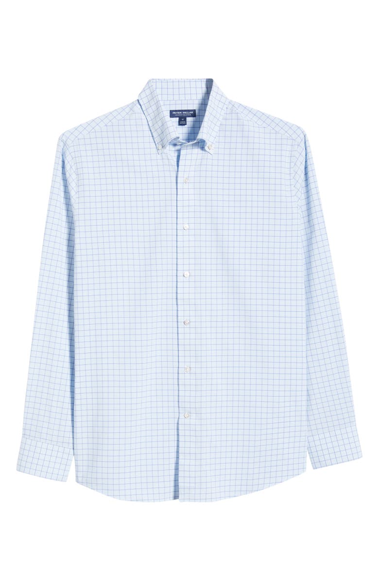 Peter Millar Rampart Tailored Fit Windowpane Check Performance Poplin Button-Down Shirt, Main, color, 