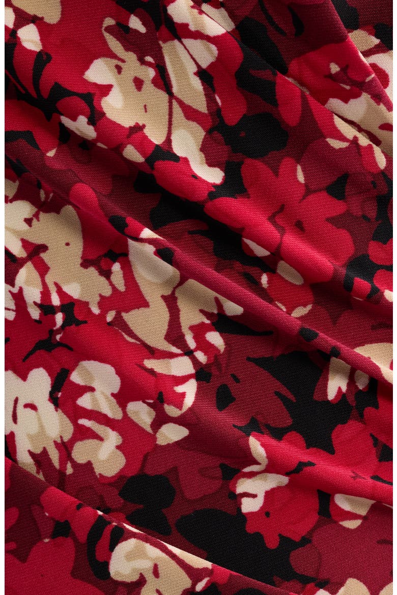 Print Faux Wrap Top, Alternate, color, TITIAN RED MULTI