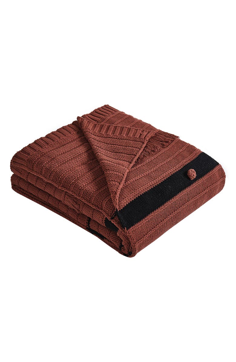 Modern Threads Cable Knit Throw Blanket, Main, color, Nutmeg/ Black