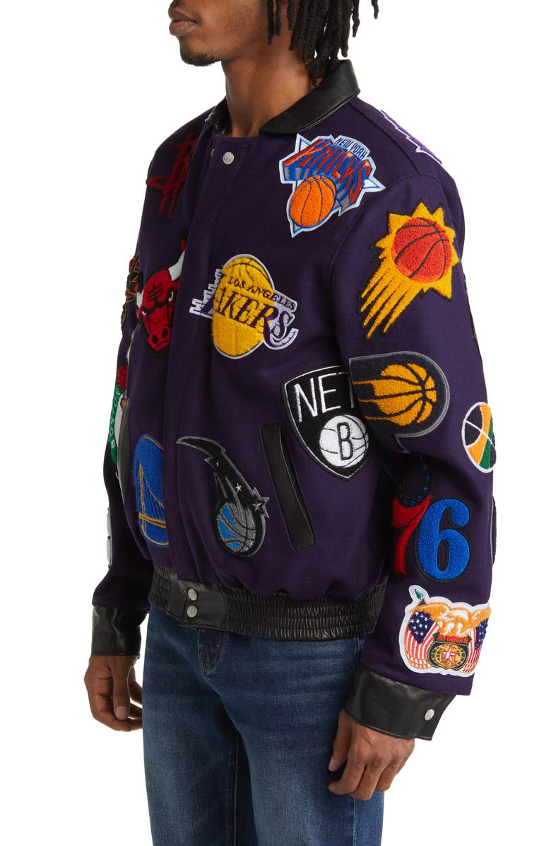 JEFF HAMILTON NBA Collage Wool Blend Jacket, Alternate, color, 