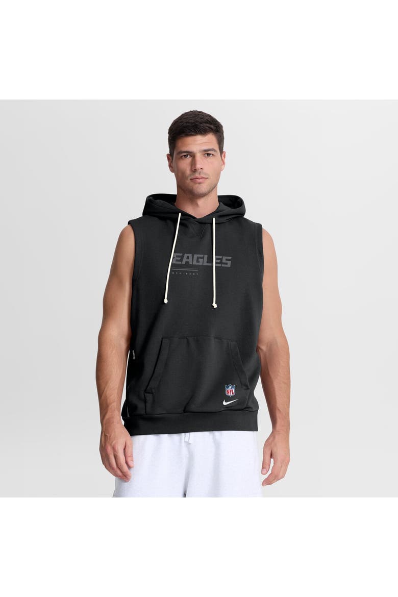 Men's Nike Black Philadelphia Eagles Sideline Standard Issue Dri-FIT Sleeveless Hoodie, Main, color, Black