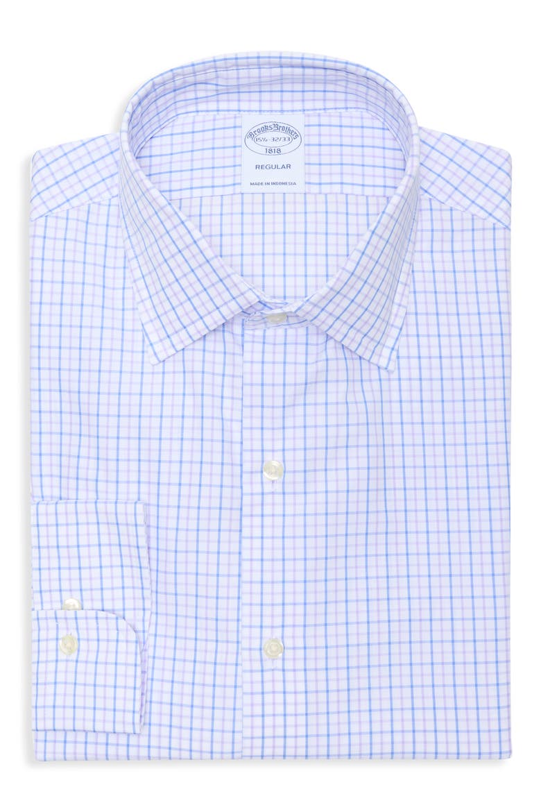 Regular Fit Plaid Cotton Dress Shirt, Alternate, color, LIGHT PASTEL PURPLE