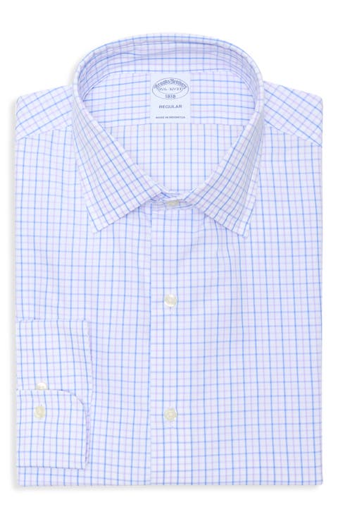 Regular Fit Plaid Cotton Dress Shirt