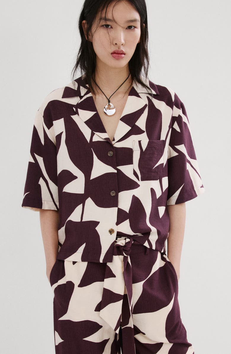 MANGO Belted Print Straight Leg Pants, Alternate, color, 