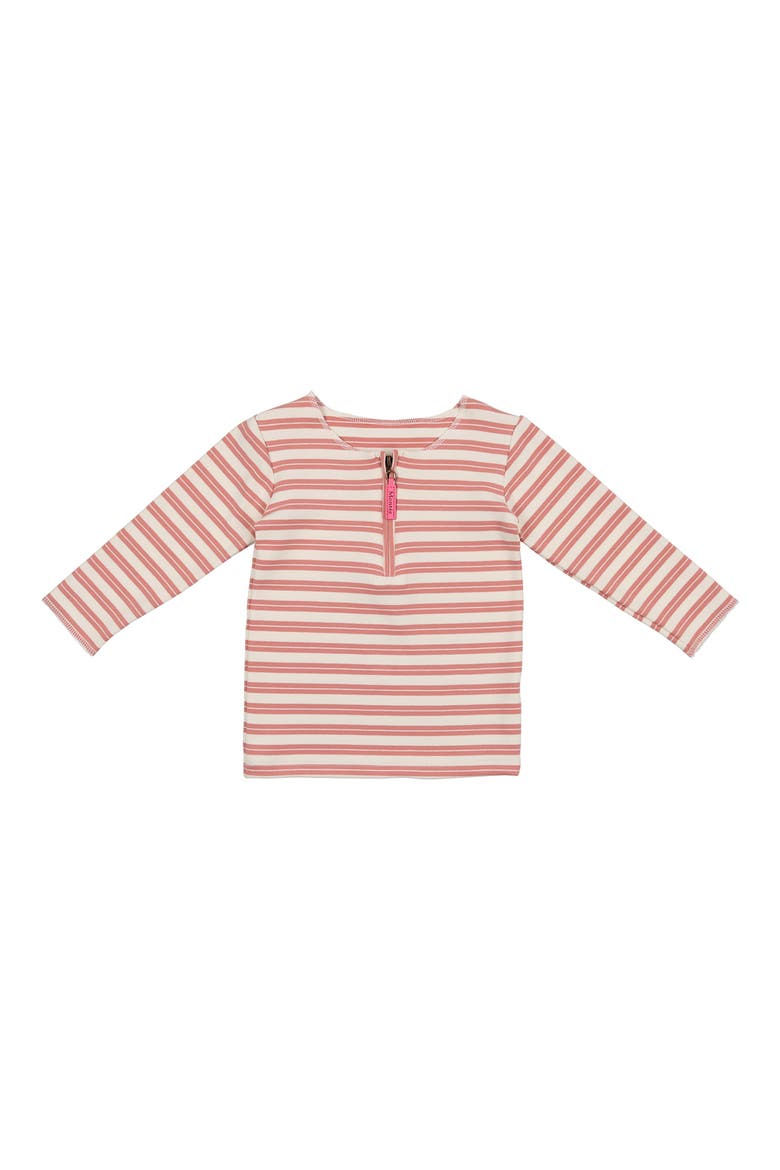 Kids' Stripe Long Sleeve Zip Top, Main, color, ROSE