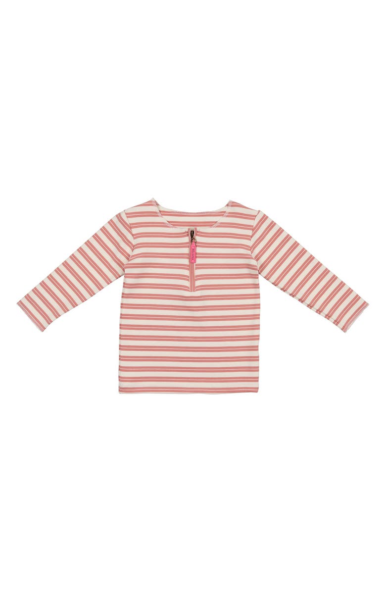 Manière Kids' Stripe Long Sleeve Zip Top, Main, color, Rose