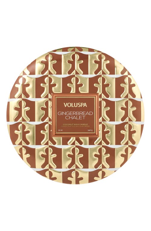 Voluspa Gingerbread Chalet Three-wick Tin Candle In Brown