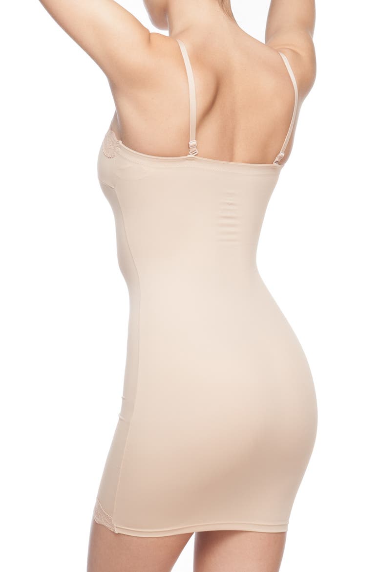 Full Body Shaper Slip with Lace Trim, Alternate, color, NUDE