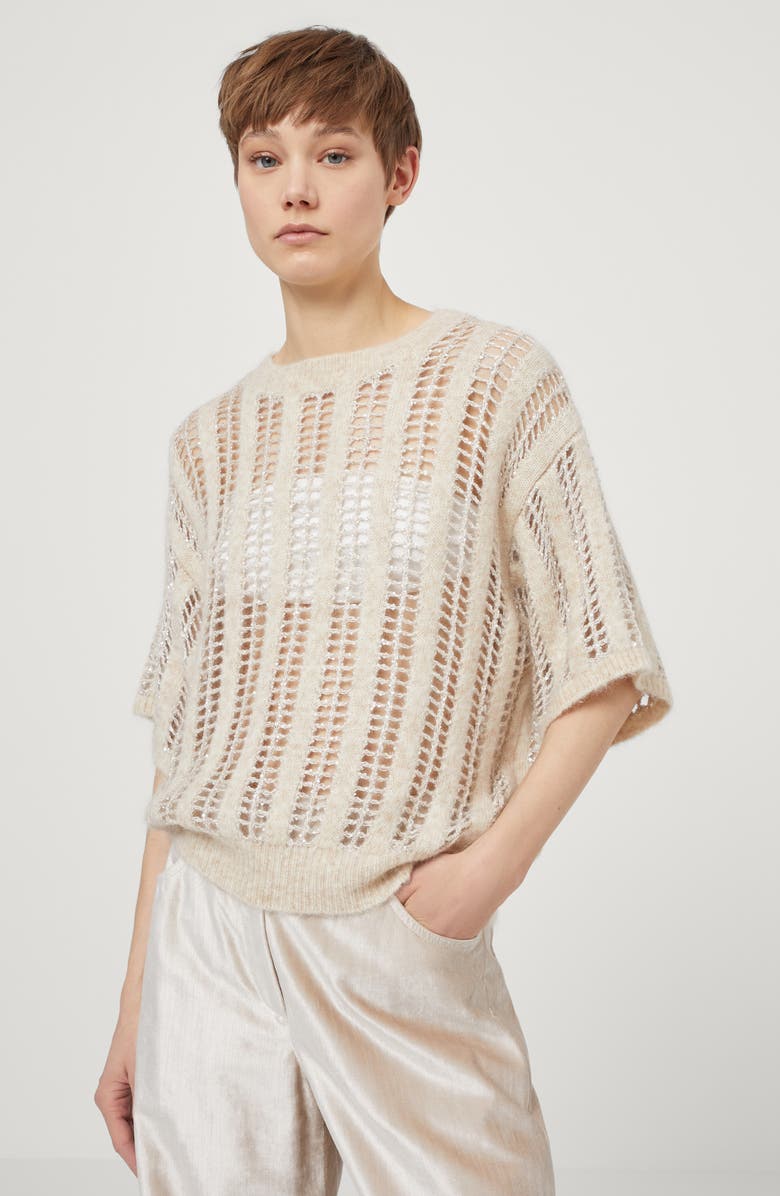 Brunello Cucinelli Dazzling Net sweater, Alternate, color, 