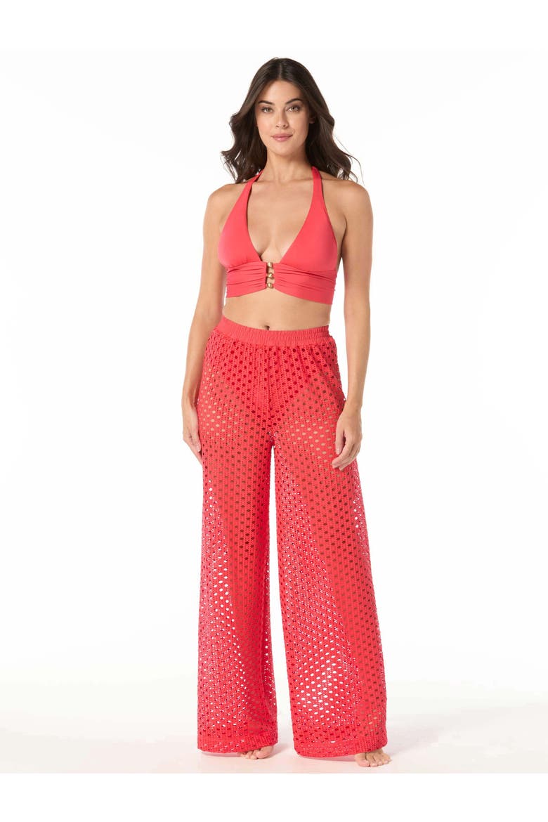 Beaded Halter Bikini Swim Top, Alternate, color, Grenadine