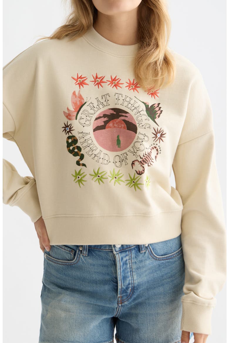 Artwork Embroidered Cotton Sweatshirt, Alternate, color, FOG