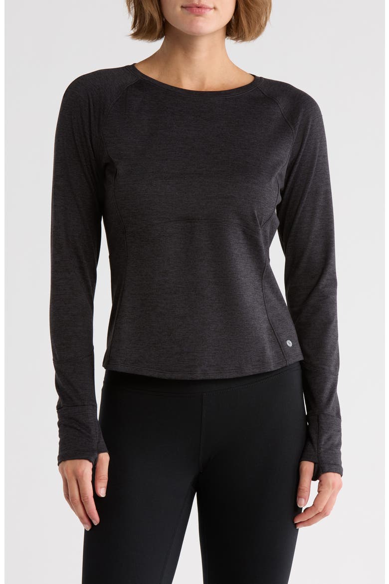 Long Sleeve Compression Top, Main, color, RICH BLACK