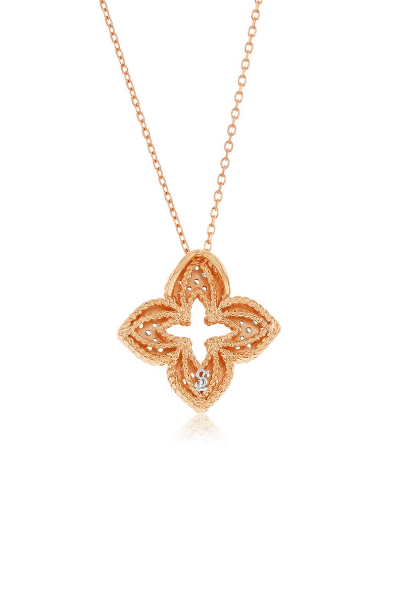 Pavé Cubic Zirconia Clover Pendant Necklace, Alternate, color, PINK