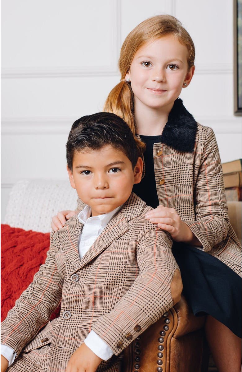 Hope & Henry Baby Boys' Fleece Blazer, Infant, Alternate, color, Camel Glen Plaid