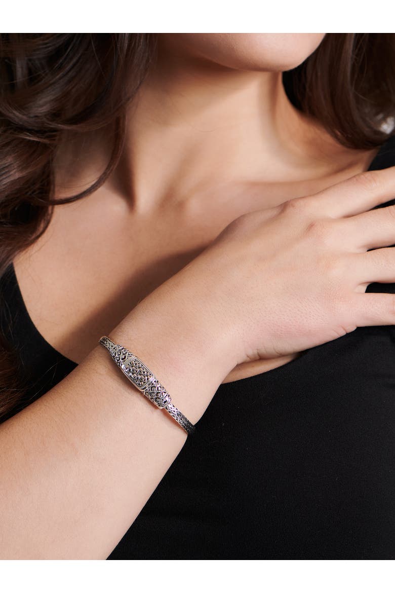 Dragon Skin with Dragon Bone Chain Bracelet in Sterling Silver and 18K Gold Accents, Alternate, color, Silver