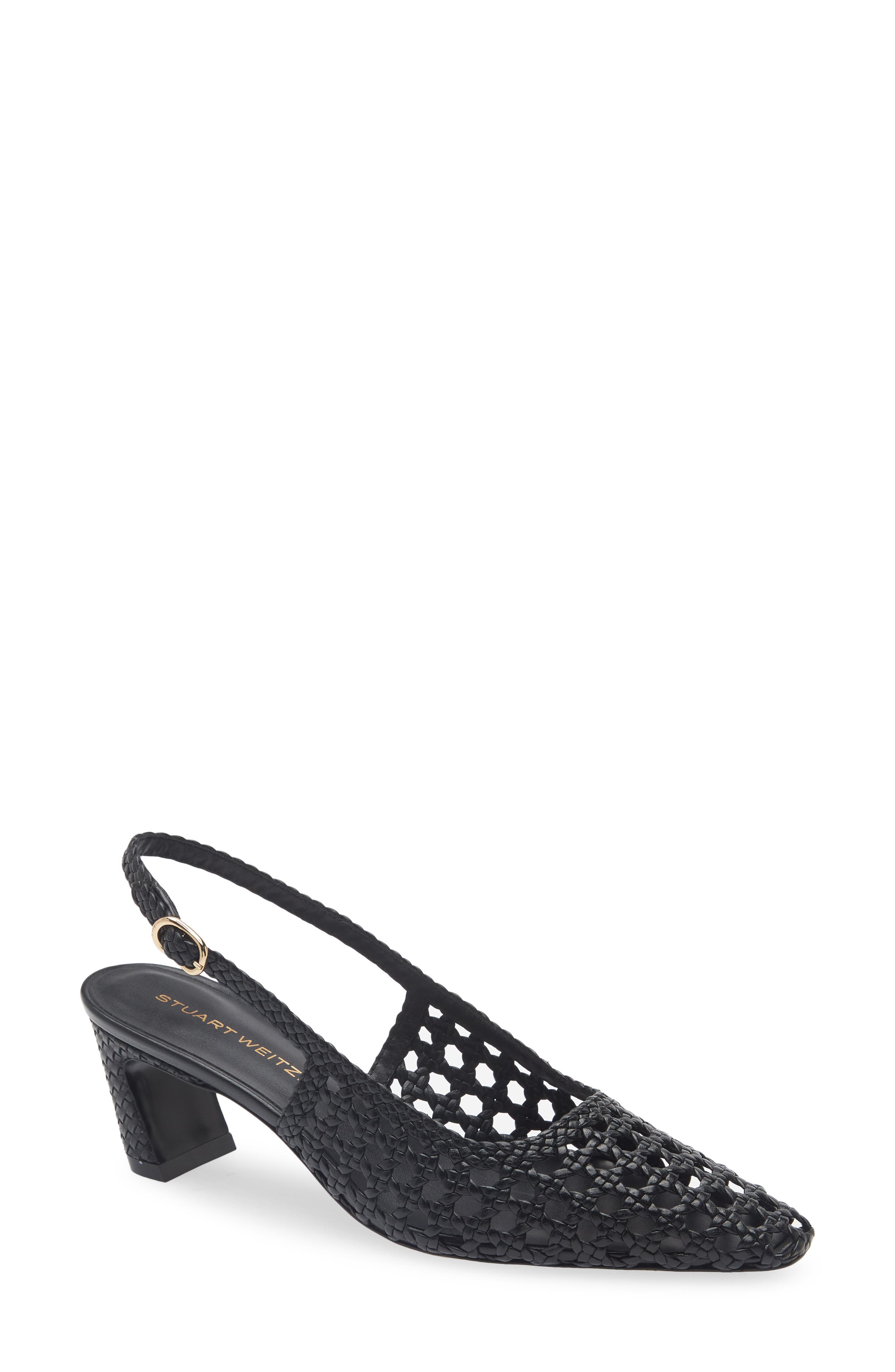 Stuart Weitzman Stassi Woven Slingback Pump, Main, color, Black