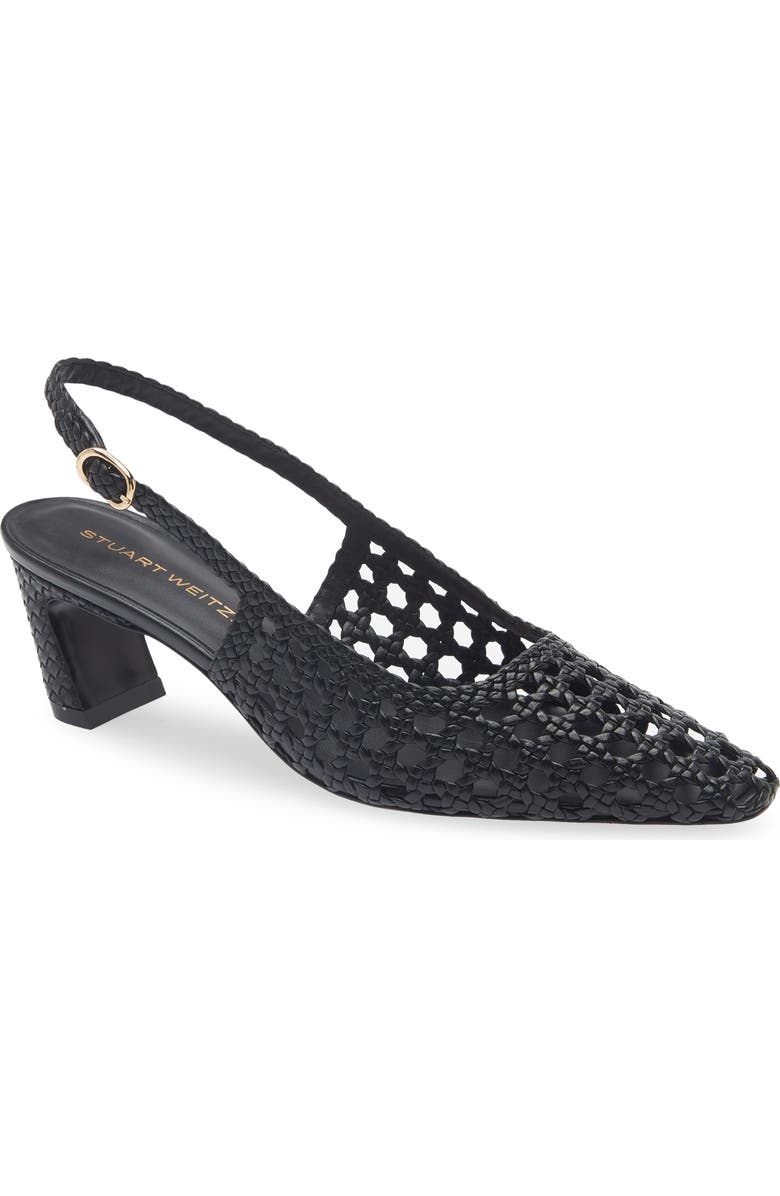 Stuart Weitzman Stassi Woven Slingback Pump, Main, color, Black