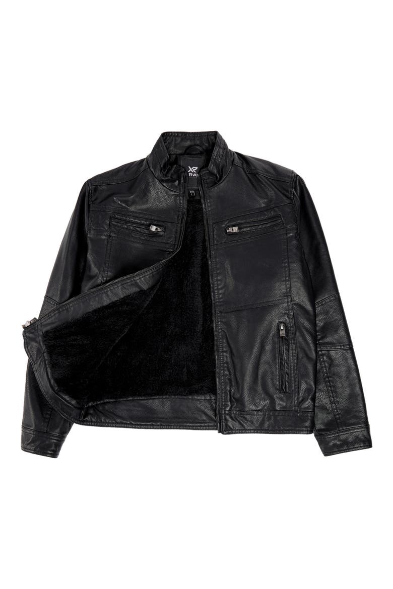Faux Leather Casual Motorcycle Jacket, Alternate, color, BLACK