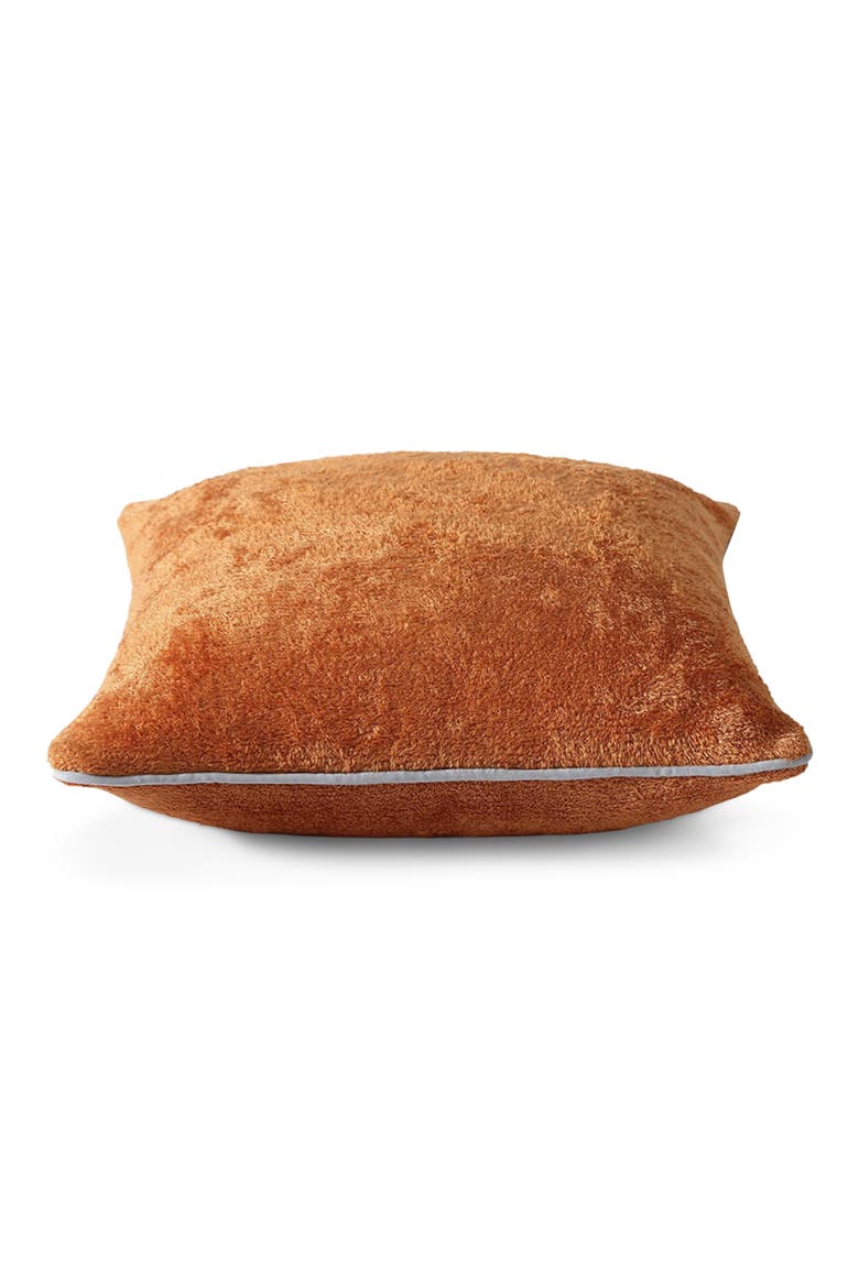 Cloud Silque Throw Pillow with Piping, Alternate, color, RAW SIENNA/ MISTY BLUE
