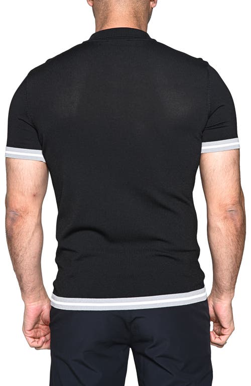 Maceoo Deep Black Quarter Zip Polo In Black