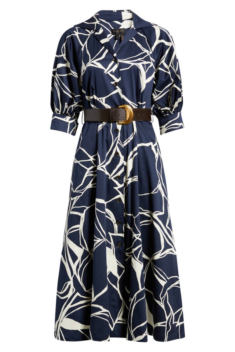 Abstract Print Belted Shirtdress, Alternate, color, NIGHTFALL/ PRISTINE