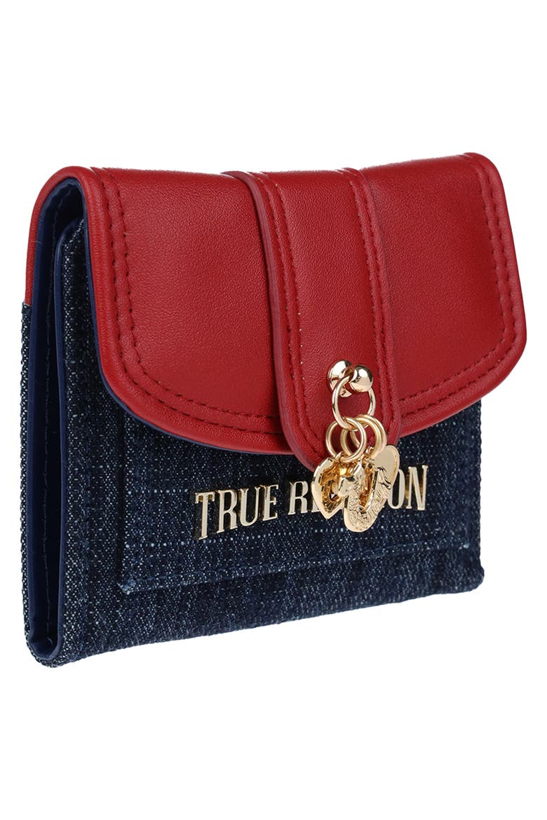 Charm Drop Mixed Media Wallet, Alternate, color, DARK DENIM