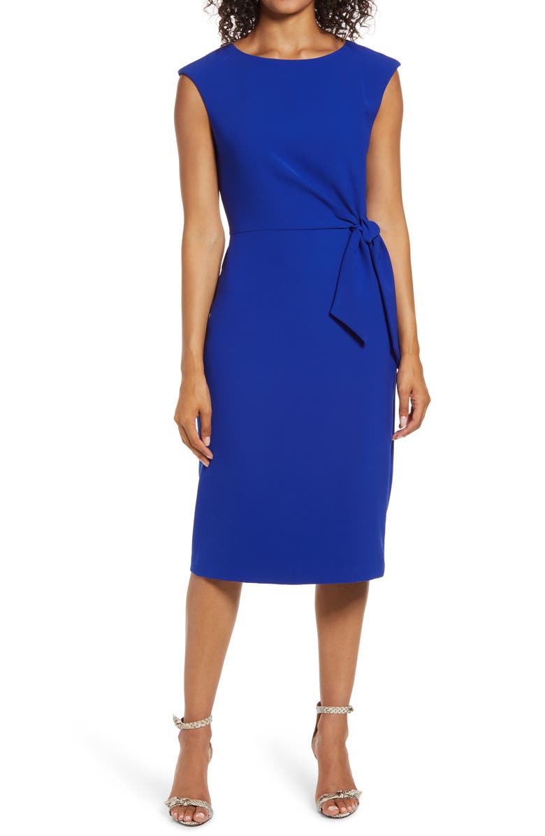 Tahari Cap Sleeve Crepe Sheath Dress, Main, color,