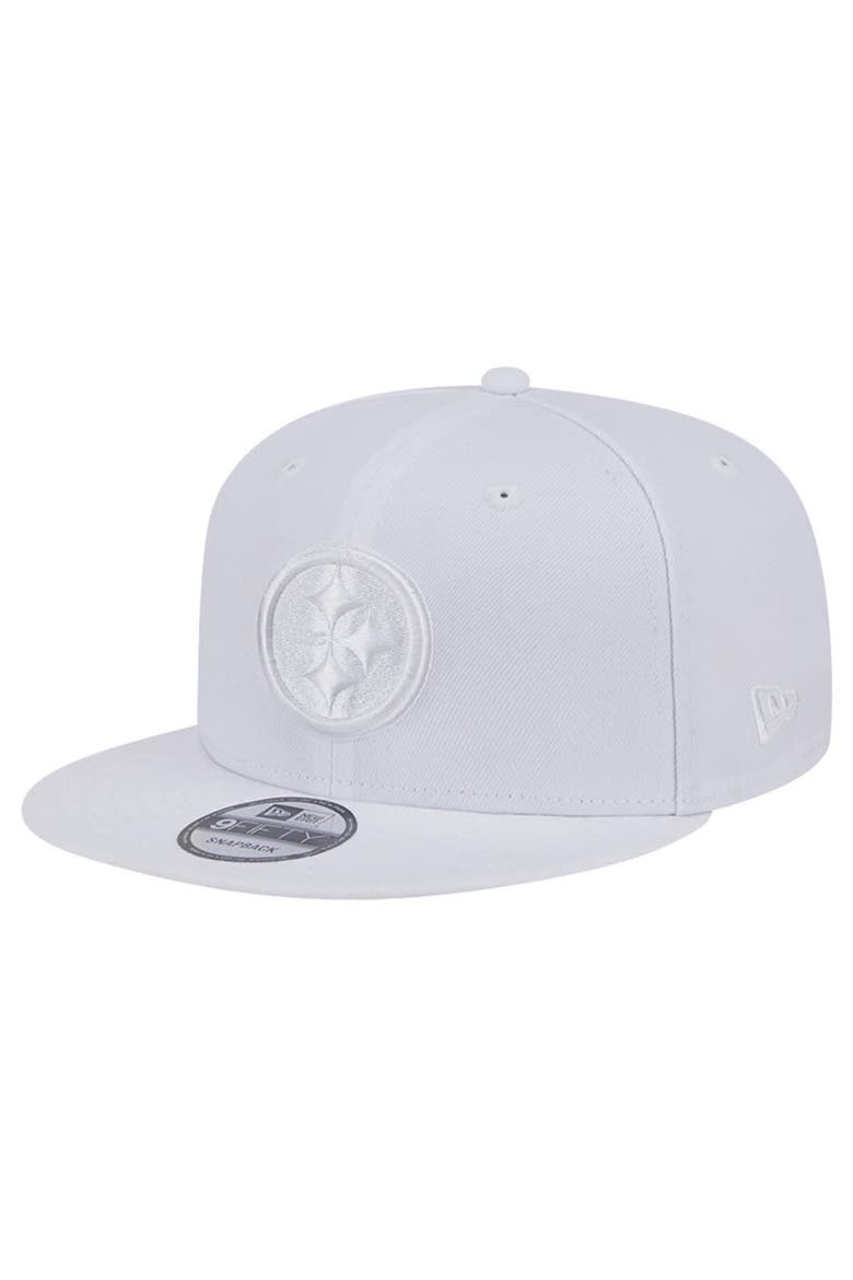 Men's New Era Pittsburgh Steelers Main White on White 9FIFTY Snapback Hat, Main, color, White