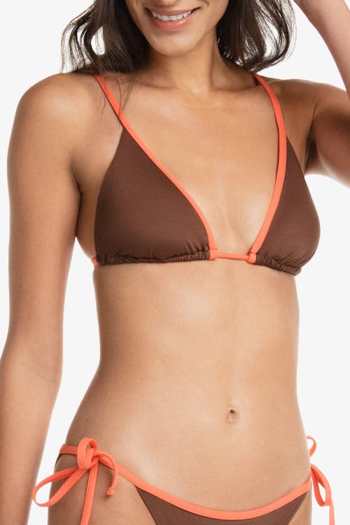 Helen Jon Over The Shoulder String Top In Textured Chocolate Brown Coral