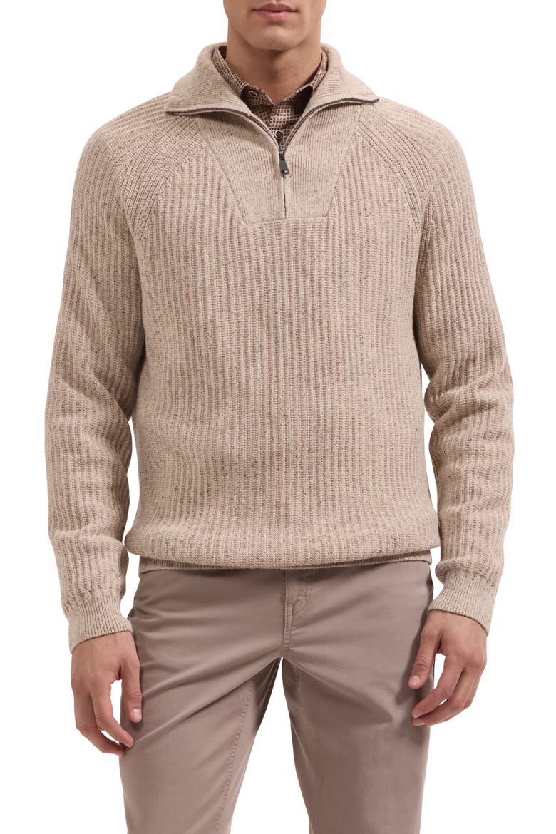 Rib Quarter Zip Sweater, Main, color, GINGER