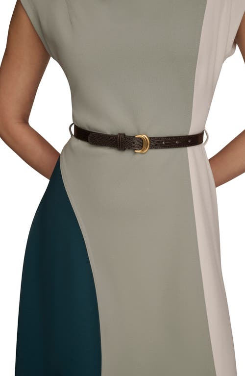 Donna Karan Colorblock Sleeveless Midi Dress In Black