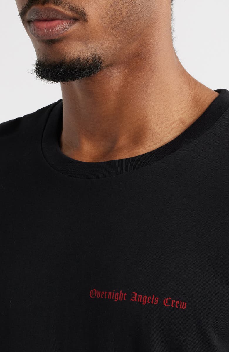 OVERNIGHT ANGELS CREW Red Graffiti Skull Organic Cotton Graphic T-Shirt, Alternate, color, Black