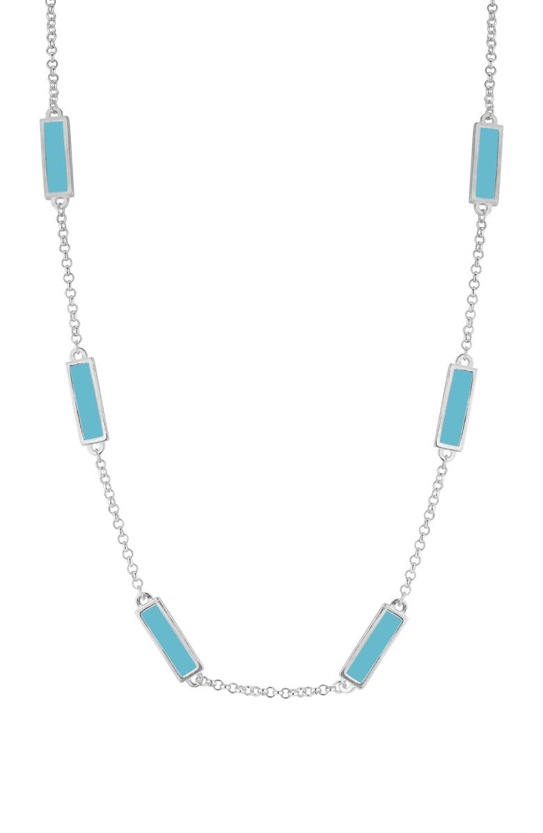 SPHERA MILANO Synthetic Turquoise Station Necklace, Main, color,