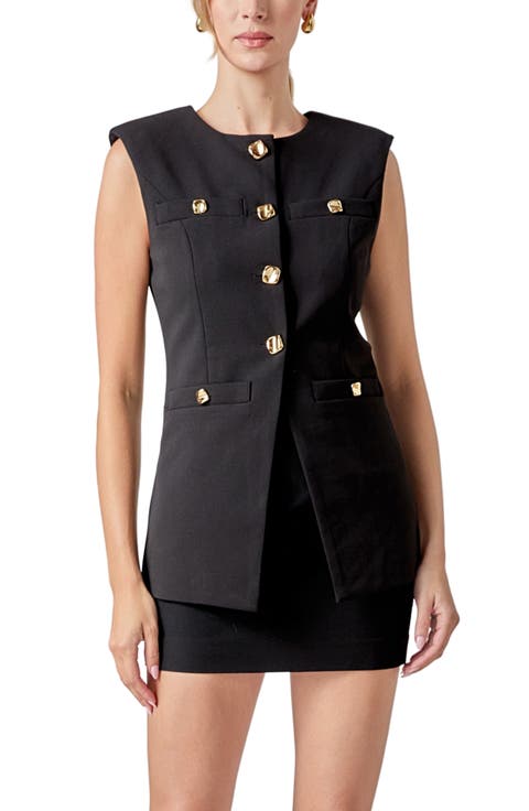 Button Detail Longline Vest