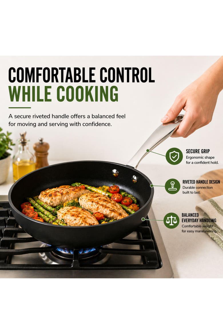 Maestro Nonstick Frying Pan 3-Piece Set - Oven & Induction Safe, Alternate, color, Black