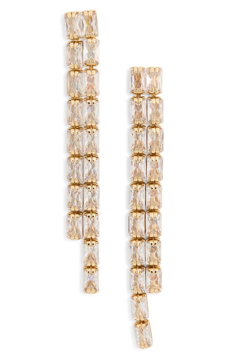 CZ Linear Drop Earrings